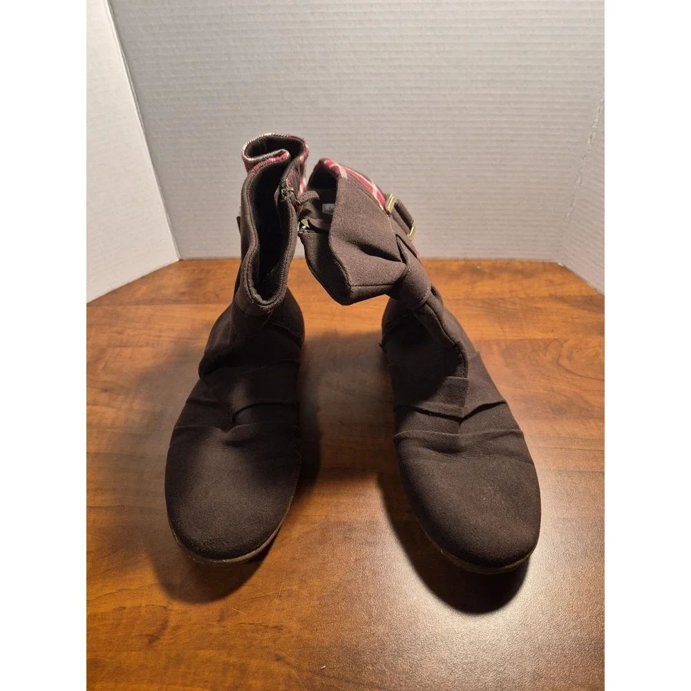 Patagonia Kula Plaid‎ Women's 10.5 Ankle Boots Suede Espresso Buckle Zip Rare